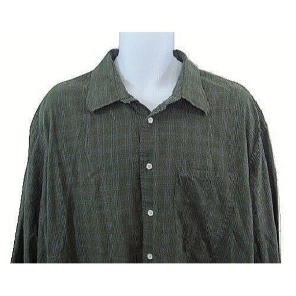 Izod Button Front Shirt Long Sleeve Green Mens Size 2XL - Picture 2 of 4